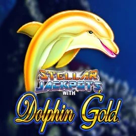 Dolphin Gold with Stellar Jackpots slot logo by Lightning Box Game at Tombriches Casino